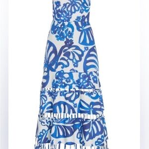 Alexis White and Blue Floral Midi Dress